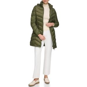 imageCalvin Klein Womens Long Chevron Puffer JacketLightweight Military