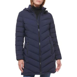 imageCalvin Klein Womens Long Chevron Puffer JacketQuilted Dark Navy