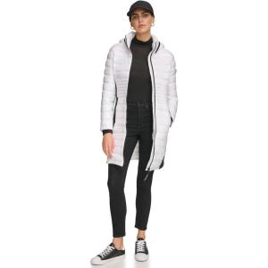 imageCalvin Klein Womens Long Lightweight Puffer JacketLightweight Shine White
