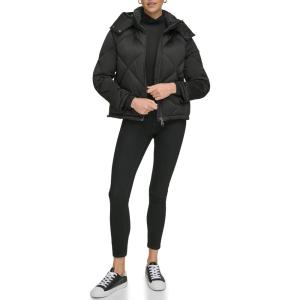 imageCalvin Klein Womens Quilted Puffer JacketQuilted Hood Black