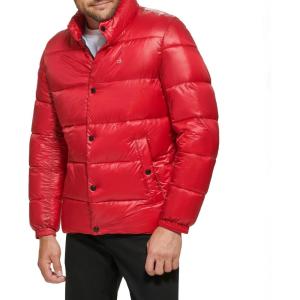 imageCalvin Klein mens Quilted Waterresistant Puffer JacketSnap Front Deep Red