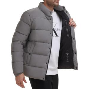 imageCalvin Klein mens Quilted Waterresistant Puffer JacketSnap Front Reflective Silver