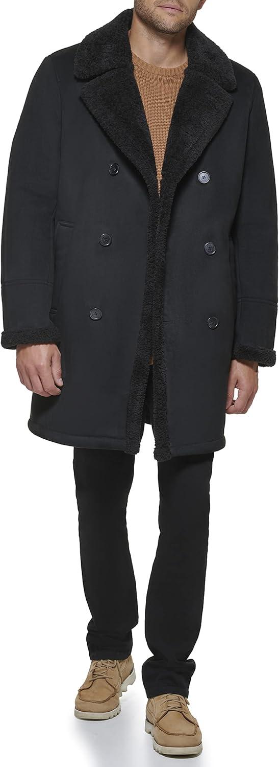 imageDOCKERS mens Faux Shearling Midlength OvercoatBlack