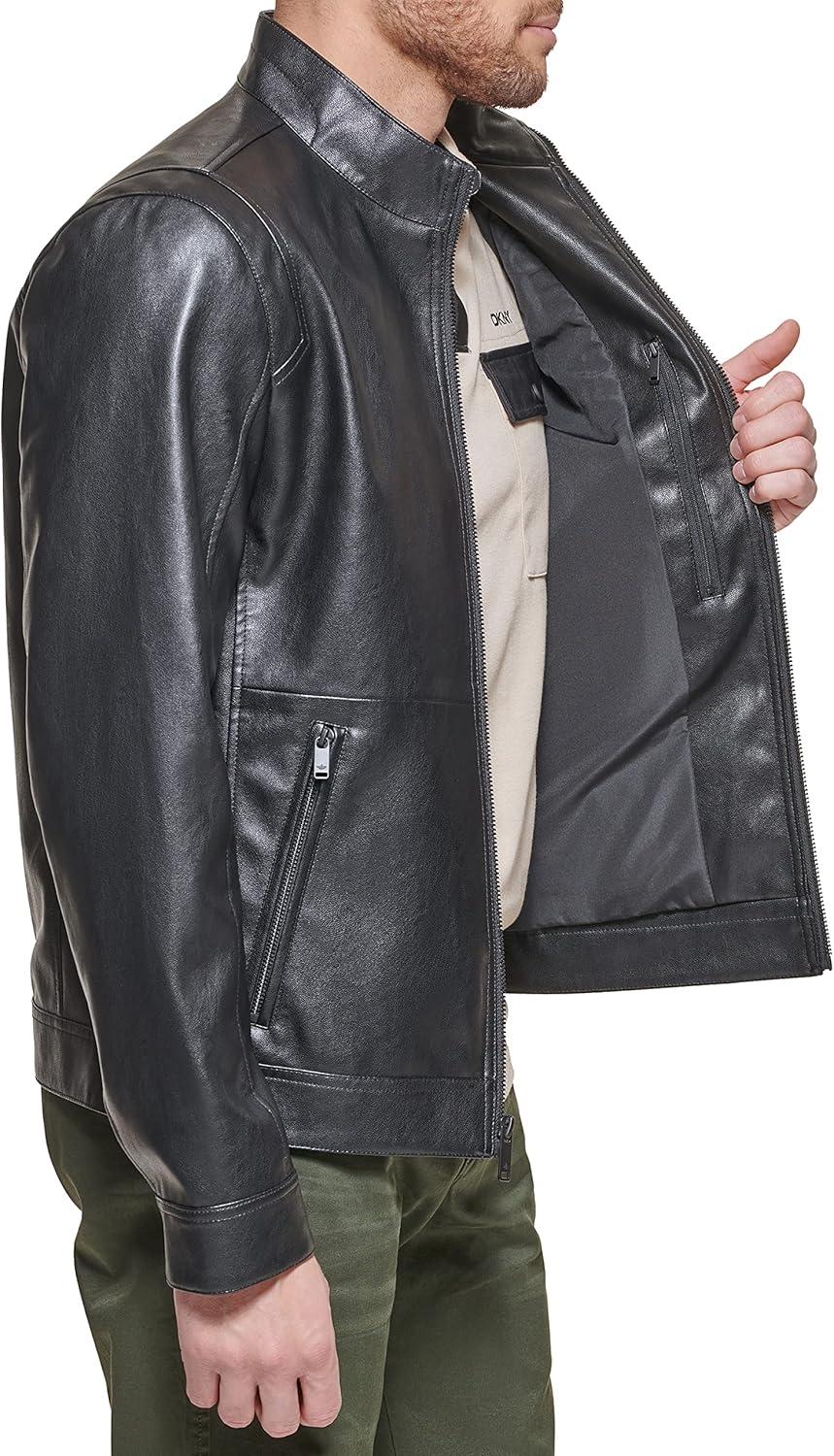 imageDOCKERS mens The Dylan Faux Leather Racer JacketBlack