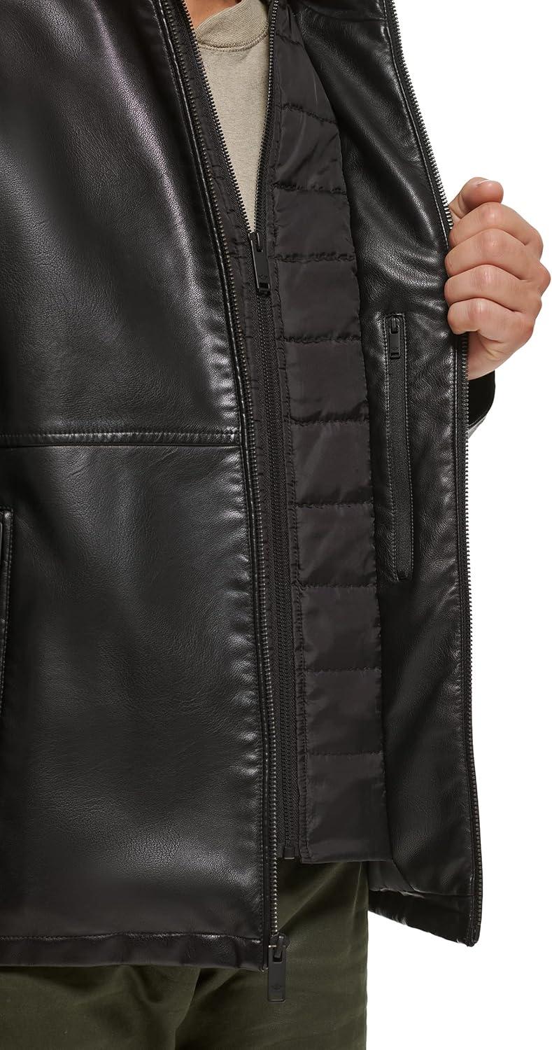 imageDOCKERS mens The Dylan Faux Leather Racer JacketBlack With Bib