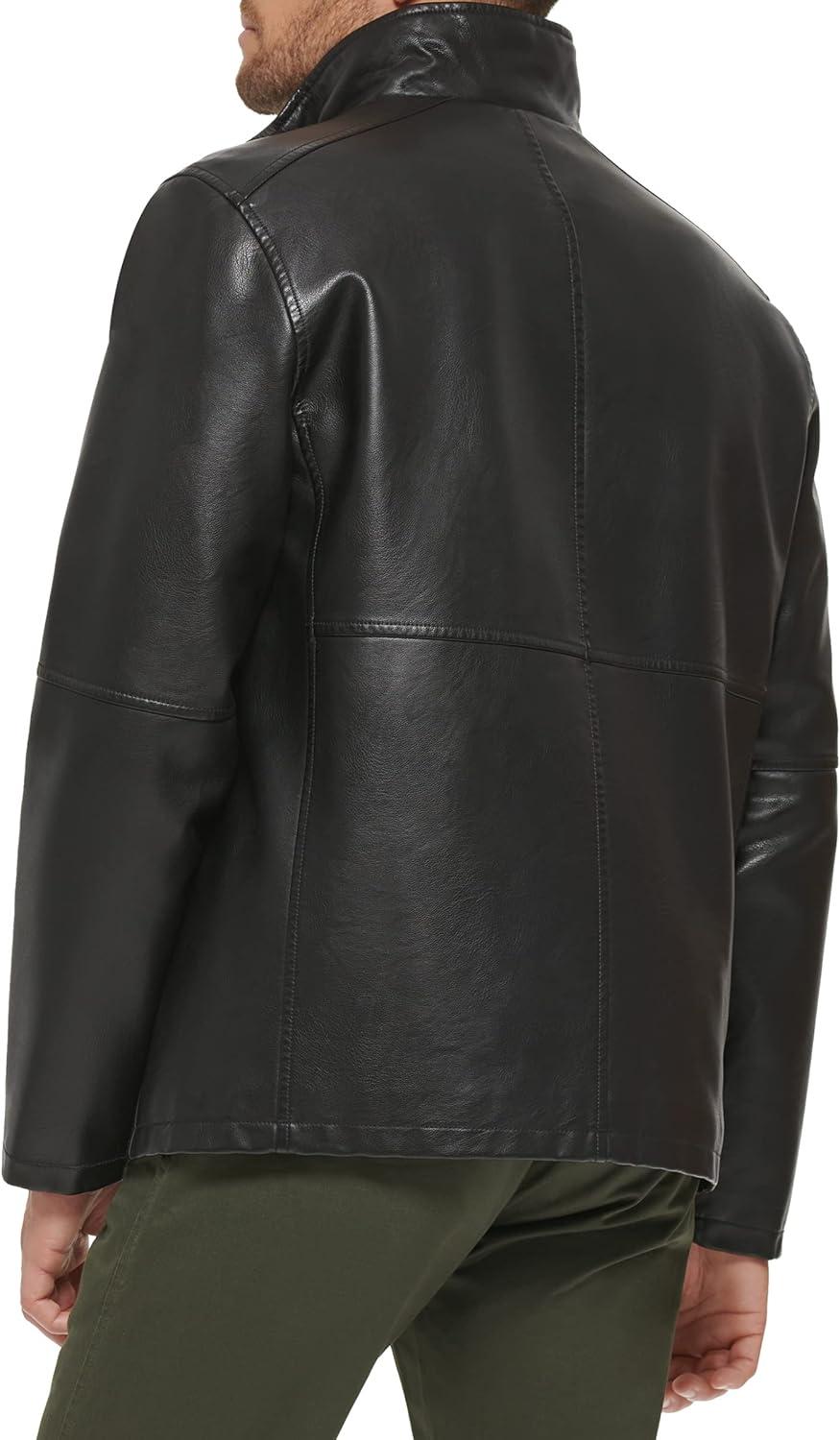 imageDOCKERS mens The Dylan Faux Leather Racer JacketBlack With Bib