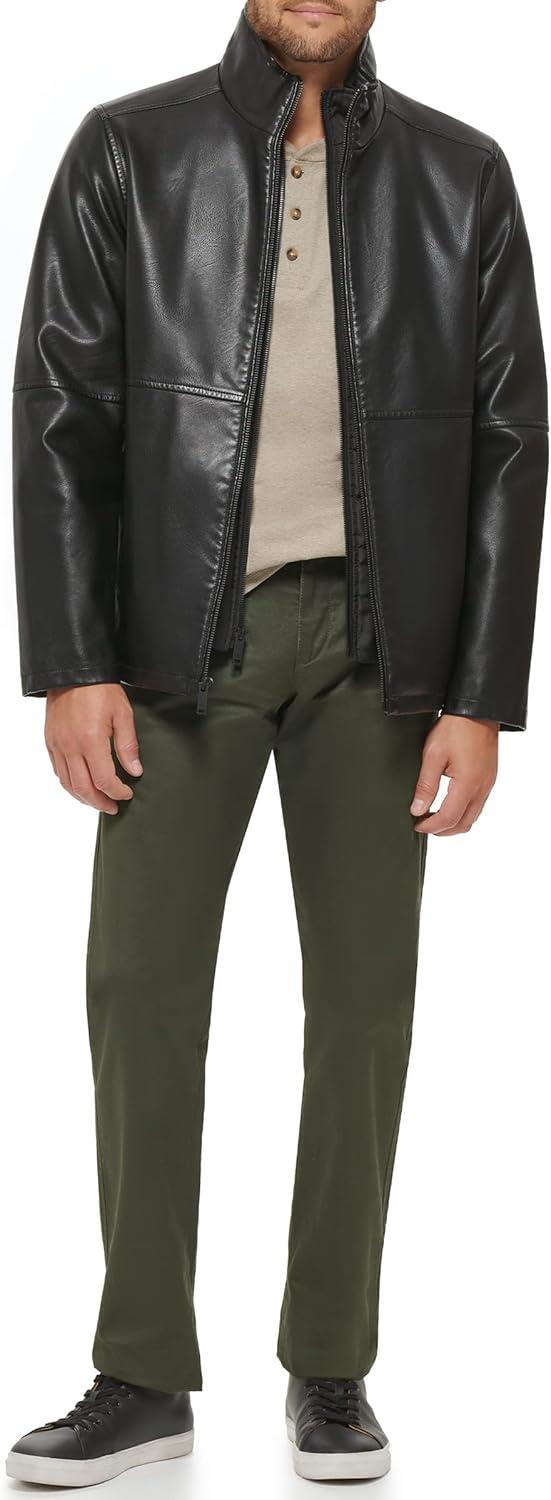 imageDOCKERS mens The Dylan Faux Leather Racer JacketBlack With Bib