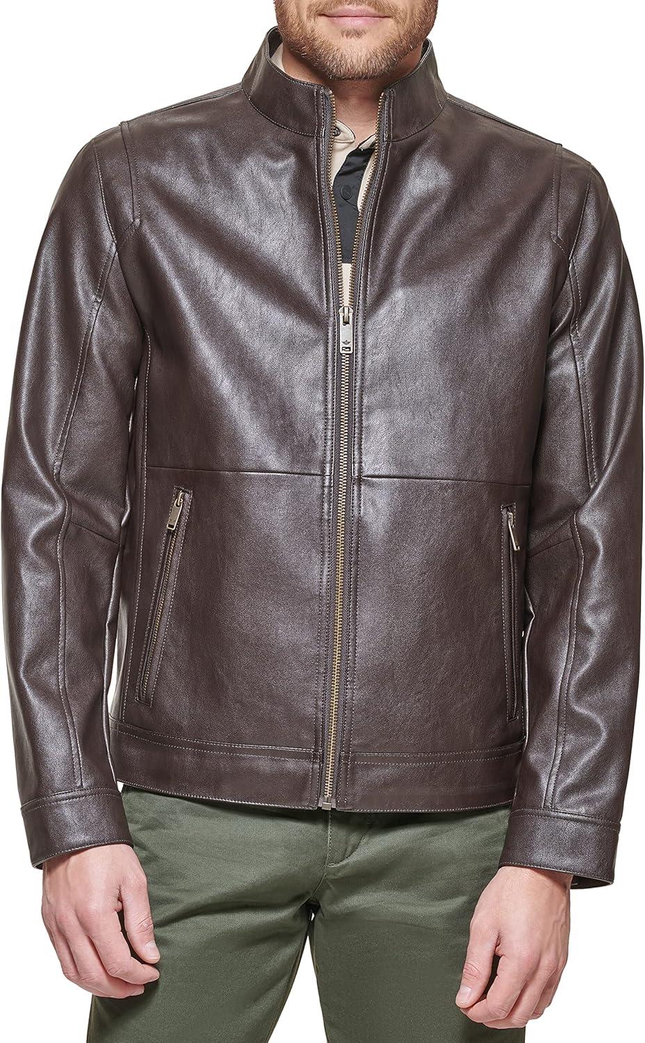 imageDOCKERS mens The Dylan Faux Leather Racer JacketDark Brown