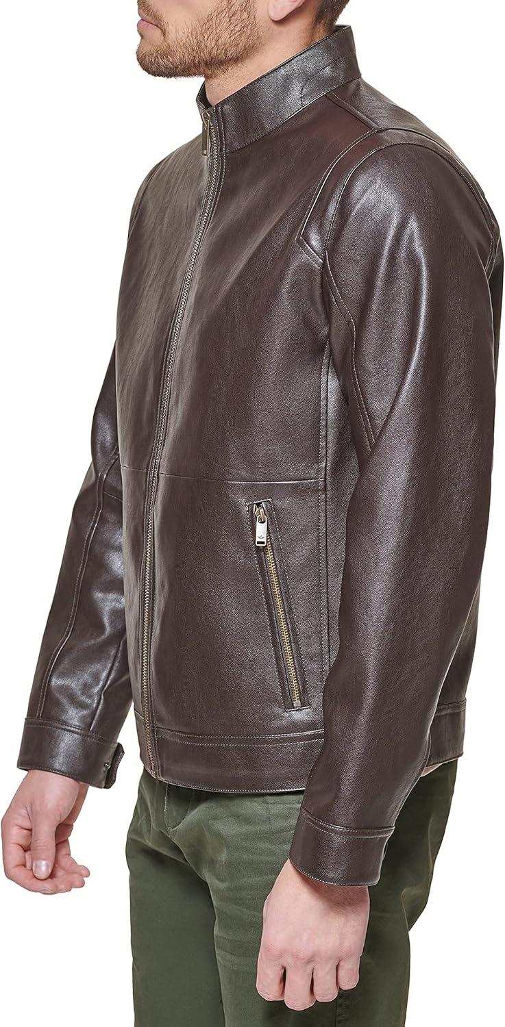 imageDOCKERS mens The Dylan Faux Leather Racer JacketDark Brown