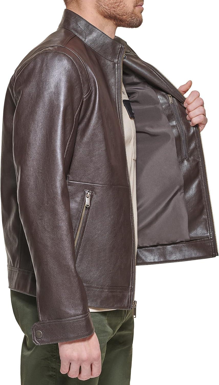 imageDOCKERS mens The Dylan Faux Leather Racer JacketDark Brown