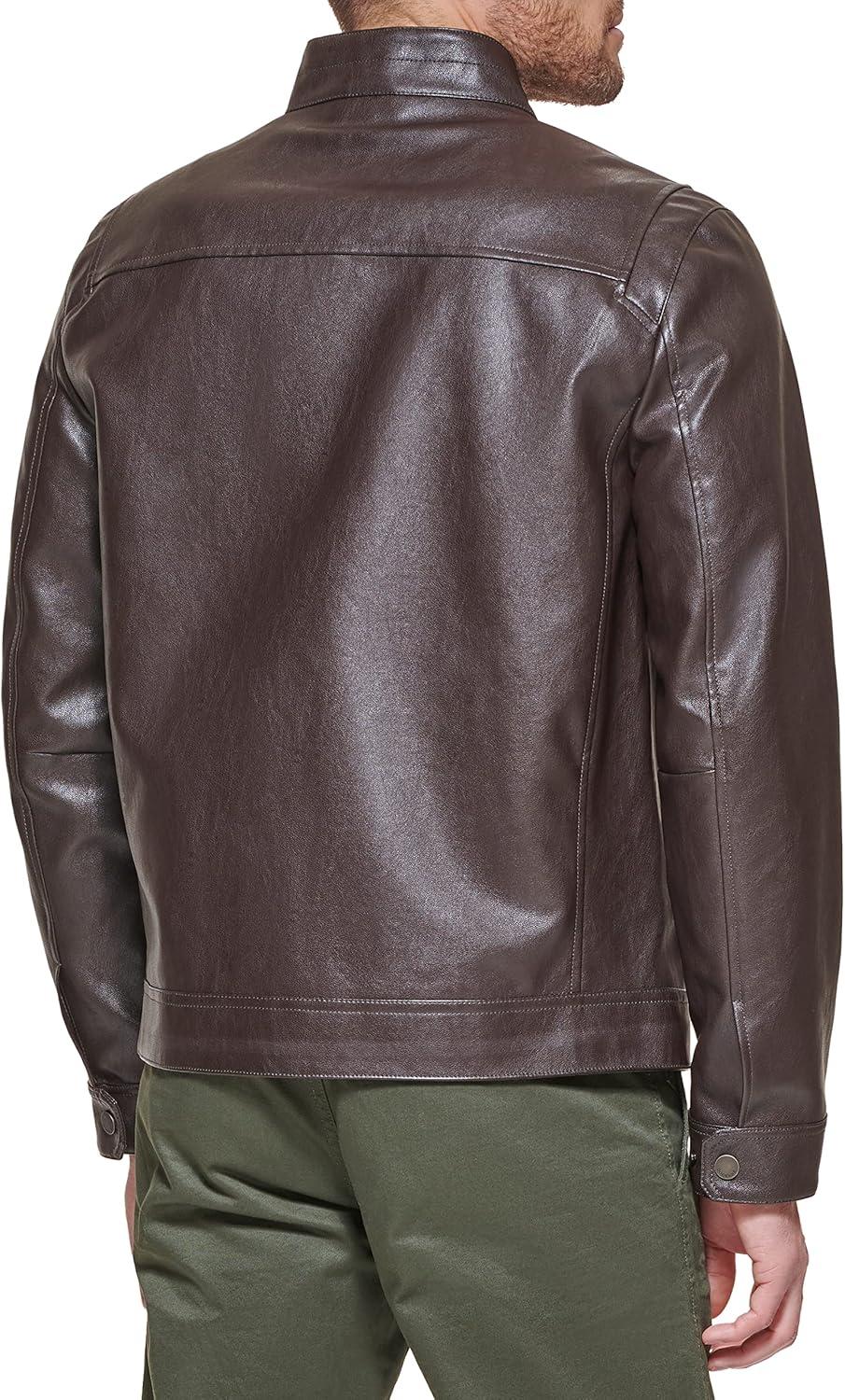 imageDOCKERS mens The Dylan Faux Leather Racer JacketDark Brown