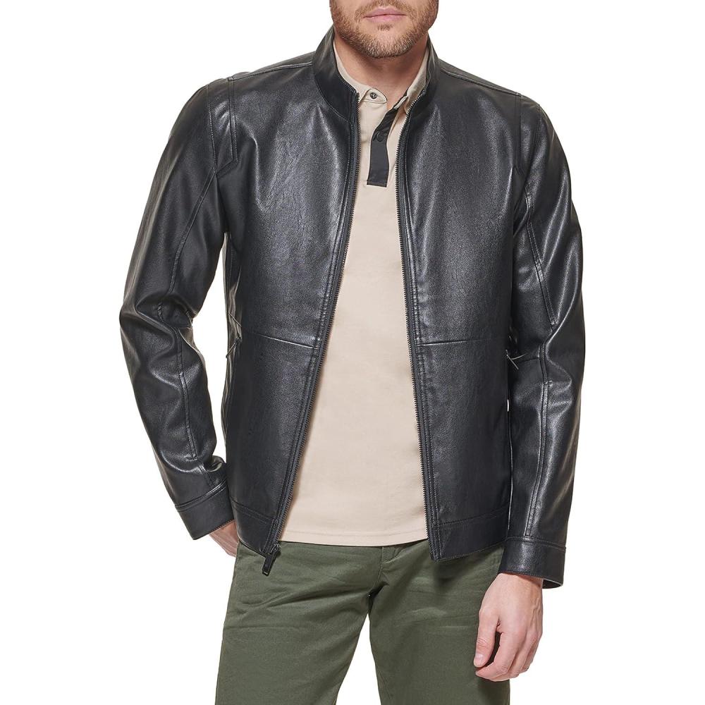 imageDOCKERS mens The Dylan Faux Leather Racer JacketBlack
