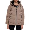 imageDKNY womens Faux Fur Trim Hood Down Puffer CoatTaupe