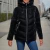 image:imageDKNY Womens Faux Fur Trim Hood Down Puffer CoatDeep Black