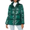 image:imageDKNY Womens Faux Fur Trim Hood Down Puffer CoatForest Green Short Puffer With Faux Fur Hood