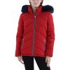 image:imageTommy Hilfiger Womens Chevoron Fur Hooded Short Puffer Jacket With Cinched WaistCrimson