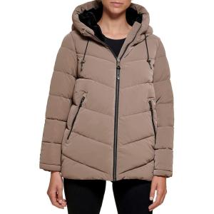 image:imageDKNY Womens Faux Fur Trim Hood Down Puffer CoatTaupe