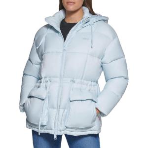 image:imageLevis Womens Megan Hooded Quilted Puffer Jacket With Adjustable WaistPlein Air Light Blue