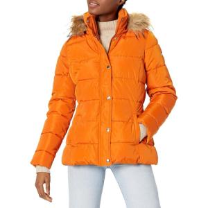 image:imageTommy Hilfiger womens Fur Hood Zip Up Short Puffer JacketPumpkin