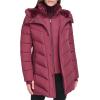 image:imageCalvin Klein Womens Casual Hooded Zip Front Puffer Long Sleeve CoatClassic Oxblood