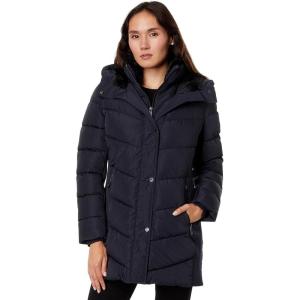 image:imageCalvin Klein Womens Casual Hooded Zip Front Puffer Long Sleeve CoatClassic Navy
