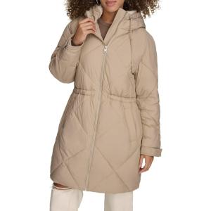 image:imageLevis Womens Soft Sherpa Lined Diamond Quilted Long Parka Jacket Standard amp Plus SizesNew Beige