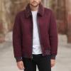 image:imageDKNY Mens Faux Shearling Bomber Jacket With Faux Fur CollarMulberry