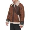 image:imageDKNY Mens Faux Shearling Bomber Jacket With Faux Fur CollarShearling Brown