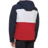 image:imageTommy Hilfiger Mens Filled Soft Shell Hooded Open Bottom Jacket With Full Sherpa LiningMidnightIceRed Combo