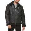 image:imageDKNY Mens Faux Shearling Bomber Jacket With Faux Fur CollarShearling Black