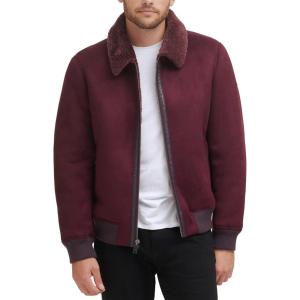 image:imageDKNY Mens Faux Shearling Bomber Jacket With Faux Fur CollarMulberry