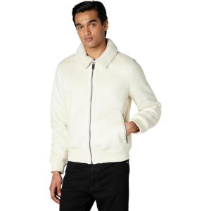 image:imageDKNY Mens Faux Shearling Bomber Jacket With Faux Fur CollarWhite