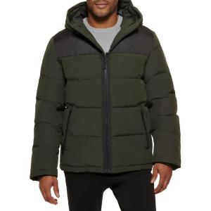 image:imageDKNY Mens Mixed Media Quilted Puffer JacketDark Olive