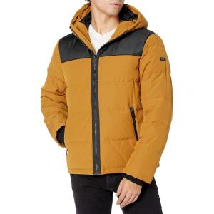 image:imageDKNY Mens Mixed Media Quilted Puffer JacketGold
