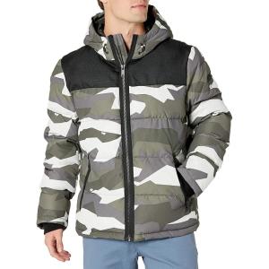 image:imageDKNY Mens Mixed Media Quilted Puffer JacketOlive Dazzle Camo