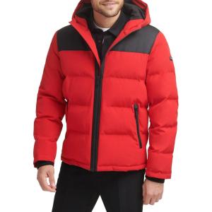image:imageDKNY Mens Mixed Media Quilted Puffer JacketQuilted Red