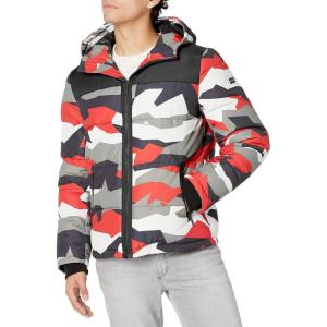 image:imageDKNY Mens Mixed Media Quilted Puffer JacketRed Dazzle Camo