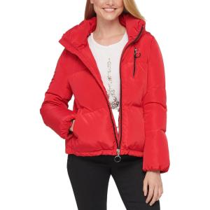 image:imageKARL LAGERFELD womens Stand Collar Short Puffer JacketHooded Red