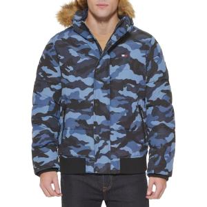 image:imageTommy Hilfiger Mens Arctic Cloth Quilted Snorkel Bomber Jacket Standard and Big amp TallBlue Camo