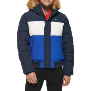 image:imageTommy Hilfiger Mens Arctic Cloth Quilted Snorkel Bomber Jacket Standard and Big amp TallBlue Color Block