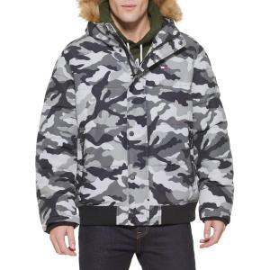 image:imageTommy Hilfiger Mens Arctic Cloth Quilted Snorkel Bomber Jacket Standard and Big amp TallGrey Camo