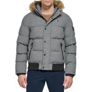 image:imageTommy Hilfiger Mens Arctic Cloth Quilted Snorkel Bomber Jacket Standard and Big amp TallHeather Grey