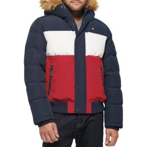 image:imageTommy Hilfiger Mens Arctic Cloth Quilted Snorkel Bomber Jacket Standard and Big amp TallMidnightIceRed