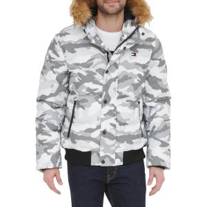 image:imageTommy Hilfiger Mens Arctic Cloth Quilted Snorkel Bomber Jacket Standard and Big amp TallWhite Camouflage