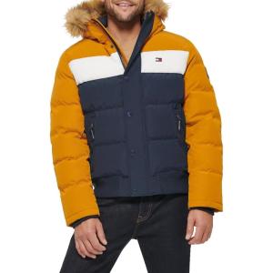image:imageTommy Hilfiger Mens Arctic Cloth Quilted Snorkel Bomber Jacket Standard and Big amp TallYellowNavy