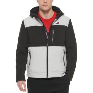 image:imageTommy Hilfiger Mens Filled Soft Shell Hooded Open Bottom Jacket With Full Sherpa LiningBlackIce Combo