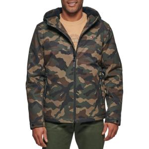 image:imageTommy Hilfiger Mens Filled Soft Shell Hooded Open Bottom Jacket With Full Sherpa LiningCamouflage