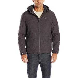 image:imageTommy Hilfiger Mens Filled Soft Shell Hooded Open Bottom Jacket With Full Sherpa LiningHeather Charcoa