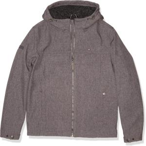 image:imageTommy Hilfiger Mens Filled Soft Shell Hooded Open Bottom Jacket With Full Sherpa LiningHeather Grey