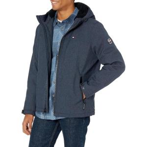 image:imageTommy Hilfiger Mens Filled Soft Shell Hooded Open Bottom Jacket With Full Sherpa LiningNavy